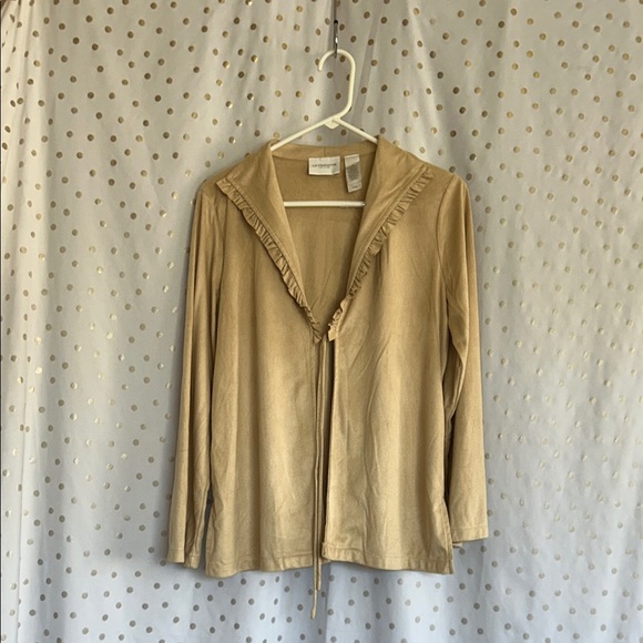Liz Claiborne Women's Beige Jacket with Ruffle Trim - Picture 1 of 13